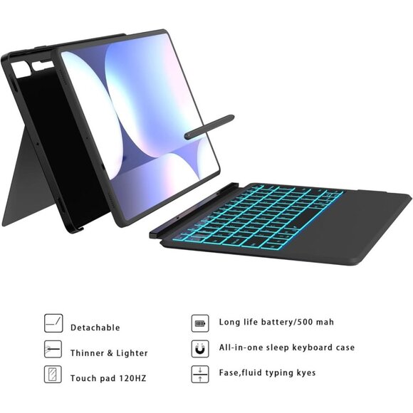 AI Keyboard Case for Samsung Galaxy Tab S9+/S9 FE+ 12.4-inch with DEX & Backlit - Picture 7 of 8